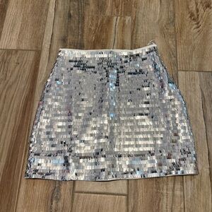 12th Tribe Silver Sequin Mini Skirt